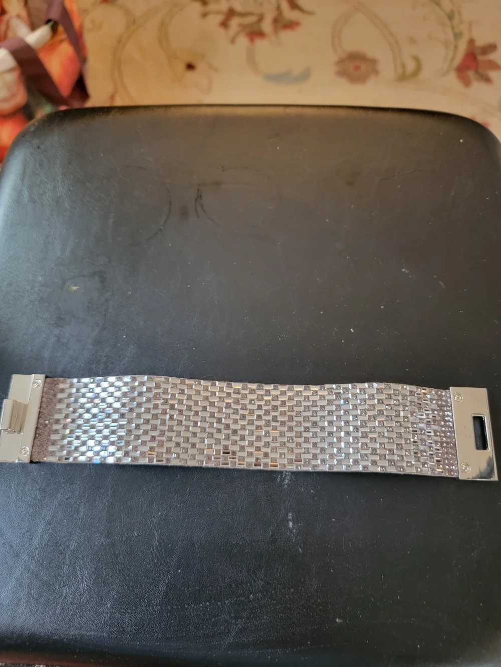 Torrid Crystal Embellished Silver Wide Cuff Bracelet